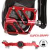 BUCKLOS Red MTB Flat Pedals Mountain Bike Pedals and Single Lock-on Bike Handlebar Grips Ergonomic Mountain Bicycle Handle Grips view 4