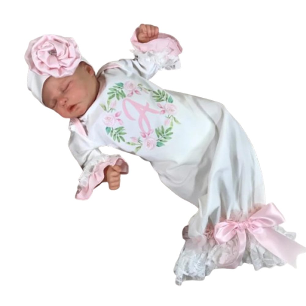 Personalized Sleeper Baby Coming Home Outfit, Personalized Neutral Naby Romper and Hat Set Custom Infant Boy Coming Home Outfit Baby Shower Gifts (Style 3)