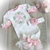 Personalized Sleeper Baby Coming Home Outfit, Personalized Neutral Naby Romper and Hat Set Custom Infant Boy Coming Home Outfit Baby Shower Gifts (Style 3) view 3