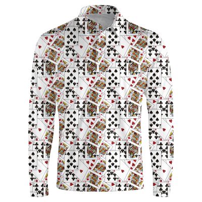 SQPO Poker Men's Long Sleeve Golf Shirt, Light, Cool, Quick-Drying, Casual Collared Polo Shirt for Sports and Hiking Large