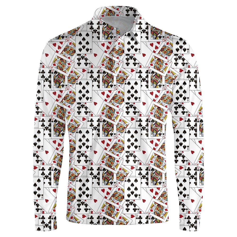 SQPO Poker Men's Long Sleeve Golf Shirt, Light, Cool, Quick-Drying, Casual Collared Polo Shirt for Sports and Hiking Large