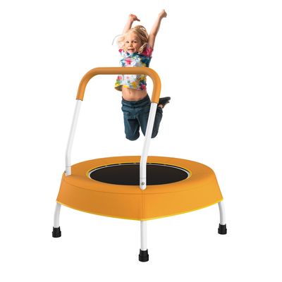 28" Kids Trampoline with Handle, Indoor Mini Trampoline for Kids, Toddlers Small Rebounder Fitness Trampoline for Indoor and Outdoor Use (Orange)