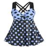 ROSE GAL Womens Plus Size Curve Cinched Polka Dot Crisscross Modest Tankini Swimsuit Set(Blue_2/3X) view 1