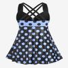 ROSE GAL Womens Plus Size Curve Cinched Polka Dot Crisscross Modest Tankini Swimsuit Set(Blue_2/3X) view 3