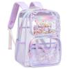 Clear Backpack for School,Large Bookbag Heavy Duty See Through Butterfly Backpacks for Girls Stadium Approved Daypack Transparent Shoulder Bags for Students,Teens,Women,Work,Travel,Concert Purple view 1