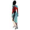 Women's Sexy Mesh Sheer Floral Print Maxi Dress Long Sleeve See Through Split Bodycon Party Club Cover Up Dresses view 2