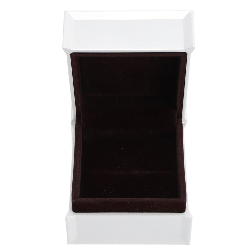 ZJchao Luxury Small Velvet Square Jewelry Ring Box Wedding Engagement White