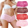 Avidlove Sexy Underwear For Women Lace BoyShorts Panties High Waist Panties Soft Cheeky Panties Rose Red/Wine Red/Red/Pink S view 1