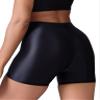 Black Shiny Shorts Women Oil Metallic Booty Shorts High Waisted Disco Dance Shorts Stretch Skinny Fitted Glossy Hot Pants Wet Look Party Rave Boxer Shorts view 1