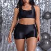 Black Shiny Shorts Women Oil Metallic Booty Shorts High Waisted Disco Dance Shorts Stretch Skinny Fitted Glossy Hot Pants Wet Look Party Rave Boxer Shorts view 4