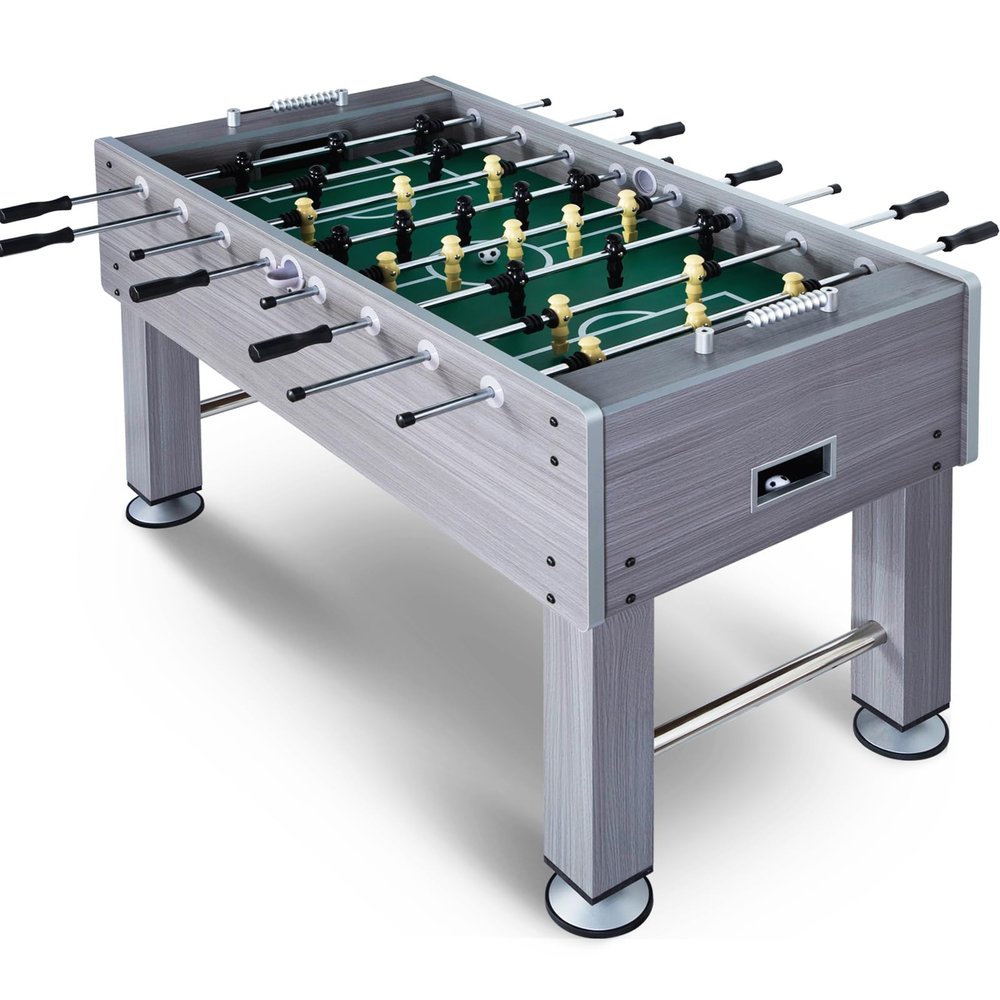 55 Inch Large Size Foosball Table for Adults, Competition Full Size Soccer Game Table Football Arcade with Leg Levelers, Heavy-Duty Legs & 2 Balls for Indoor Game Room (Gray)