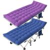 NESDCC 2 Pack Camping Cot with Mattress Comfortable Cot Bed Folding Cot Heavy Duty Blue and Purple Cots for Sleeping with Carry Bag for Adults Kids Guest Bed Outdoor Indoor Home view 1