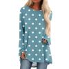 FQZWONG Shirts for Women,Womens Long Sleeve Tops Spring Fashion 2025 Loose Casual Crewneck Sweatshirts Basic Graphic Tees Trendy Ladies Polka Dot Print Pullover Sweaters (Blue,3XL) view 1