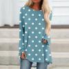 FQZWONG Shirts for Women,Womens Long Sleeve Tops Spring Fashion 2025 Loose Casual Crewneck Sweatshirts Basic Graphic Tees Trendy Ladies Polka Dot Print Pullover Sweaters (Blue,3XL) view 2