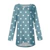 FQZWONG Shirts for Women,Womens Long Sleeve Tops Spring Fashion 2025 Loose Casual Crewneck Sweatshirts Basic Graphic Tees Trendy Ladies Polka Dot Print Pullover Sweaters (Blue,3XL) view 3