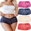 Avidlove Sexy Underwear For Women Lace BoyShorts Panties High Waist Panties Soft Cheeky Panties Rose Red/Red/Champagne/Navy Blue S view 1
