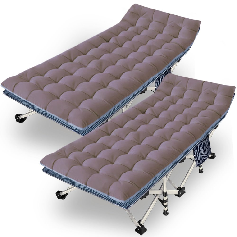 2 Pack 79" L x 32" W x 18" H Oversize XXL Camping Cot with Comfortable Mattress for Adults Extra Wide Cots for Sleeping with Carry Bag Folding Cot Heavy Duty Camping Bed for Home Office Outdoor