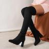 Womenyiaor Women's Thigh High Boots, Platform Over The Knee Boots Chunky Heel Long Stretch Knee High Boots Comfortable Round Toe Fashion Suede Winter Boots (d-Black, 9) view 2