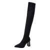 Womenyiaor Women's Thigh High Boots, Platform Over The Knee Boots Chunky Heel Long Stretch Knee High Boots Comfortable Round Toe Fashion Suede Winter Boots (d-Black, 9) view 4