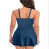 Dokotoo Bathing Suit for Women One Piece Floral Bathing Suit Wrapped V Neck Plus Size Swimdress High Waisted Skirts Long Torso Swimwear Vacation Outfits,Blue Small view 2