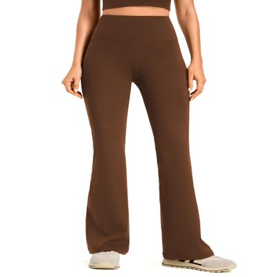 AFITNE Women's Yoga Pants Bootcut Workout Flare Leggings with Pockets High Waisted Bootleg Gym Travel Pants Dark Brown - XS