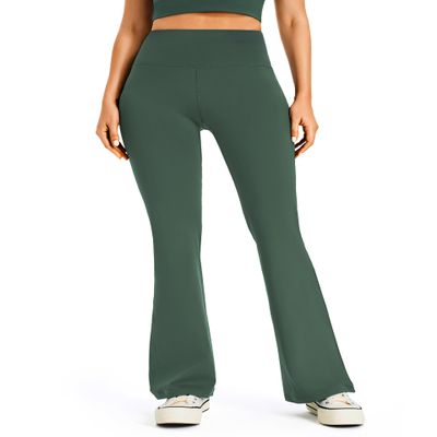 AFITNE Women's Yoga Pants Bootcut Workout Flare Leggings with Pockets High Waisted Bootleg Gym Travel Pants Sage - XS