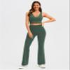 AFITNE Women's Yoga Pants Bootcut Workout Flare Leggings with Pockets High Waisted Bootleg Gym Travel Pants Sage - XS view 3