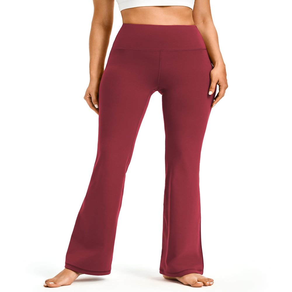 AFITNE Women's Yoga Pants Bootcut Workout Flare Leggings with Pockets High Waisted Bootleg Gym Travel Pants Red - XXL