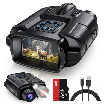 Diyimin 4K Night Vision Goggles for Adults, 2000FT Infrared Night Vision Binoculars with Tactical Light, 8X Digital Zoom for Outdoor, Camping and Travel