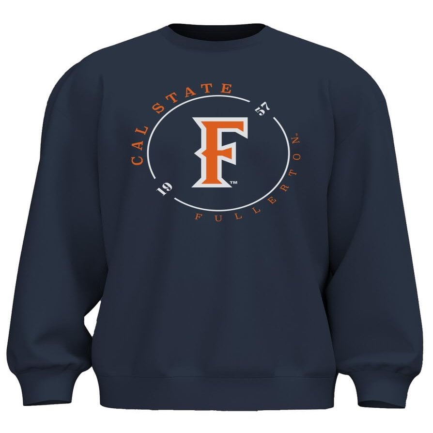 Venley NCAA Officially Licensed Apparel Titans Cal State Fullerton 1957 Collegiate CSUF Logo Unisex Sweatshirt Cal11S Navy XX-Large