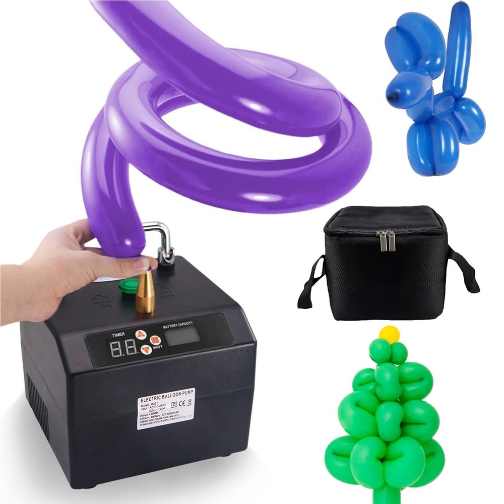 DOENUUB Electric Air Balloon Pump Machine, Automatic Air Balloon Pump, Portable Balloon Inflator Balloon Blower with Timer and Count Functions, for Christmas, Halloween, Valentine's Day