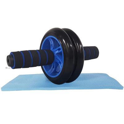 2 Wheel AB Roller with Knee Pad and Anti-Slip Handles, Abdominal Core Carver for Abs, Home Gym Workout, Blue