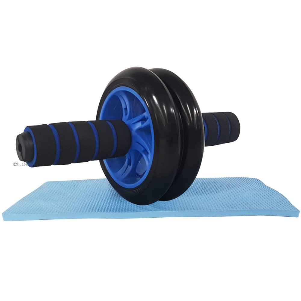 2 Wheel AB Roller with Knee Pad and Anti-Slip Handles, Abdominal Core Carver for Abs, Home Gym Workout, Blue