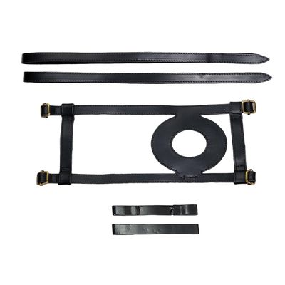 Trip Machine Company Genuine Leather Motorcycle Fuel Tank Straps, Heavy Duty Adjustable Horizontal Mount Cover - Right Side Fuel Inlet (Only Tank Strap, Black)