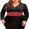 CanB Women Stretch Belts Elastic Wide Waist Belt Plus Size Belts Women's Waistband for Dress (Red) view 1