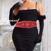CanB Women Stretch Belts Elastic Wide Waist Belt Plus Size Belts Women's Waistband for Dress (Red) view 2