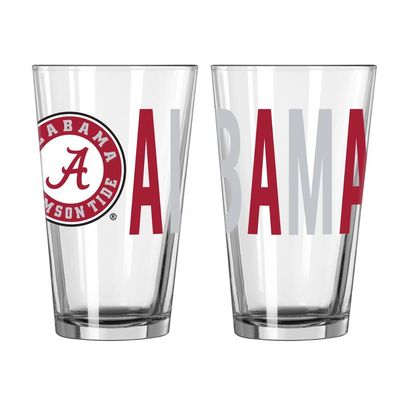 Logo Brands NCAA Overtime Pint Glass, 16oz (Alabama Crimson Tide)