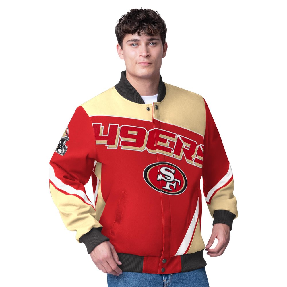 G-III Sports Men's Scarlet San Francisco 49ers Maximum Racing Full-Snap Jacket