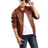Baby Boys Girls Kids Outfits Spring Autumn PU Faux Leather Lapel Jacket Obliqu Zipper Outerwear Coat (Brown, 9-10 Years) view 1