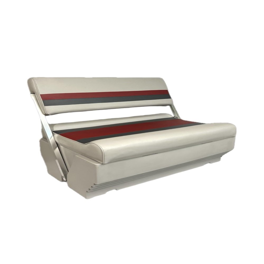 Premium Series Pontoon Flip Flop Seat Cushion Set W/BASE Grey/Red/Charcoal 3013-3020ABEC