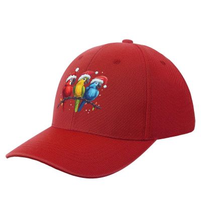 Parrots with Santa Hats Christmas Baseball Cap Classic Golf Dad Hats Adjustable Trucker Caps Sun Visor Hats Red-Color