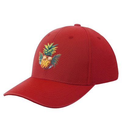 Pineapple Glasses Beach Baseball Cap Classic Golf Dad Hats Adjustable Trucker Caps Sun Visor Hats Red-Color