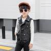 Boys Trendy Stand Collar PU Leather Moto Jacket Leather Coat Collar Faux Motorcycle Leather Jacket (Black, 7-8 Years) view 2