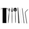 8 Pcs Reusable Utensils with Case, Office Lunch Utensils, Black Portable Flatware Stainless Set with Waterproof Pouch, Outdoor Camping Picnic Cutlery Set and Straw Knife Fork Spoon /1838 view 1