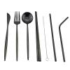 8 Pcs Reusable Utensils with Case, Office Lunch Utensils, Black Portable Flatware Stainless Set with Waterproof Pouch, Outdoor Camping Picnic Cutlery Set and Straw Knife Fork Spoon /1838 view 2