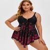 Rosegal Womens Plus Size Curve Paisley Handkerchief Padded Modest Tankini Swimsuit(Red_1/3X) view 2