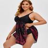 Rosegal Womens Plus Size Curve Paisley Handkerchief Padded Modest Tankini Swimsuit(Red_1/3X) view 3