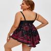 Rosegal Womens Plus Size Curve Paisley Handkerchief Padded Modest Tankini Swimsuit(Red_1/3X) view 4