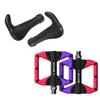 BUCKLOS MTB Flat Pedals Mountain Bike Pedals (Purple+Black+Red) with Single Lock-on Bike Handlebar Grips Ergonomic Mountain Bicycle Handle Grips view 1