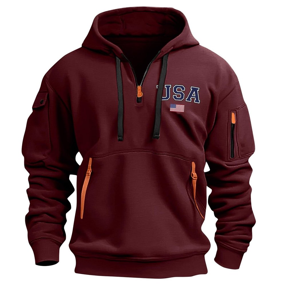 RTTUIOP Hoodies for Men Quarter Zip Pullover Tactical Sweatshirt Vintage Long Sleeve Casual Fashion Hoodie 1/4 Zip Pullover Sweatshirt Winter Hoodie Zip-Up Warm Clothes Jacket With Pockets
